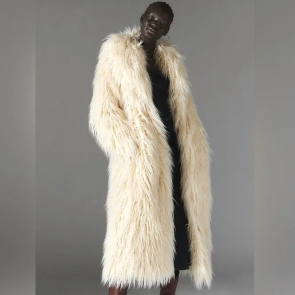 Mongolian Faux Fur Longline Coat